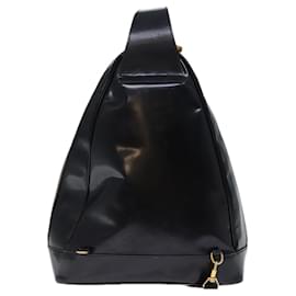 Gucci-GUCCI Bamboo Body Bag Patent leather Black Auth 73357-Black