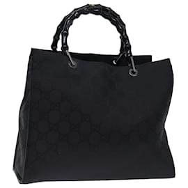 Gucci-GUCCI Bamboo GG Canvas Hand Bag Nylon Black 002 1010 Auth yk12012-Black