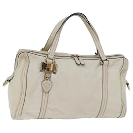 Gucci-GUCCI Hand Bag Leather White 181488 auth 73235-White