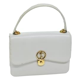 Gucci-GUCCI Hand Bag Leather White Auth yk12076-White