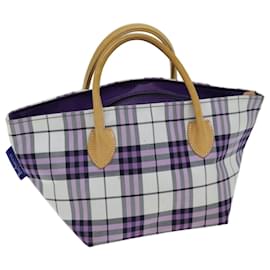 Autre Marque-Burberrys Nova Check Blue Label Hand Bag Nylon Purple Auth 73151-Purple