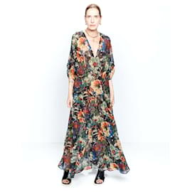 Autre Marque-Vestido de seda estampado con crisantemo y cintura elástica Raey.-Multicolor