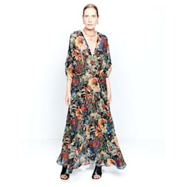 Autre Marque-Raey Chrysanthemum print elasticated-waist silk dress-Multiple colors