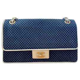 Borsa Chanel Flap Blu Tweed Blu