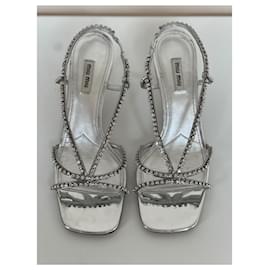 Miu Miu-Miu Miu high heel sandals size 40-Silvery