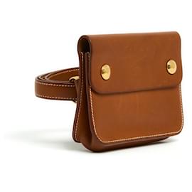 Hermès-Bolso de cuero Barenia Hermes 1997 Sac Pochette ceinture Floride en cinturón.-Castaño