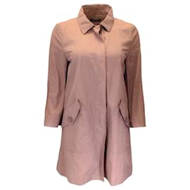 Autre Marque-Peserico Brown Crinkled Button-Front Cotton Jacket-Brown