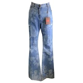 Autre Marque-Etro-Blau 2021 Ausgestellte Jeans aus Denim mit Statuenkopf und Blumenmuster-Blau