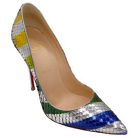 Christian Louboutin Argent Multicolore Métallisé Rayé So Kate 120mm Escarpins Python Raye Laminato Multicolore