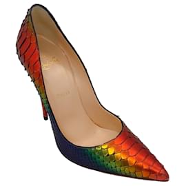 Autre Marque-Christian Louboutin Rainbow Capucine Metálico Multicolor So Kate 120 Bombas de pitón-Multicolor