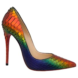 Autre Marque-Christian Louboutin Rainbow Capucine Metálico Multicolor So Kate 120 Bombas de pitón-Multicolor