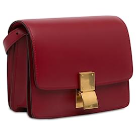Céline-Red Celine Small Classic Box Crossbody Bag-Red