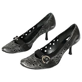 Autre Marque Silver And Grey Distressed Effect Heels Black