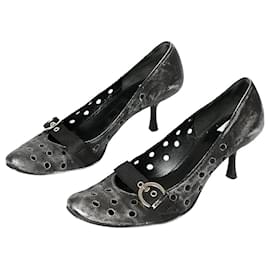 Autre Marque-Silver And Grey Distressed Effect Heels-Black