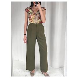 Autre Marque-Isaac Mizrahi Seda / Pantalón de lino-Verde