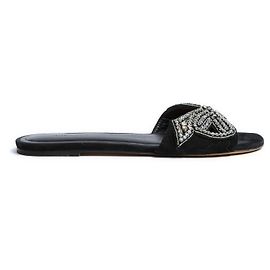 Mules Isabel Marant FR40 em camurça preta com joia, tamanho US9. Preto