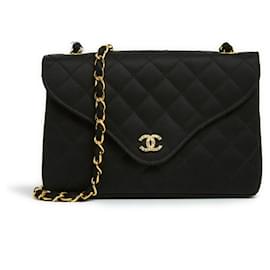 Chanel-1987 Chanel Classic Black Satin CC Mini Flap Bag-Black