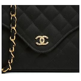 Chanel-1987 Chanel sac Classique Black Satin CC Mini flap bag-Noir
