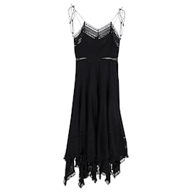 Zimmermann-Zimmermann Bowie-Kleid mit ärmellosem Taschentuchsaum aus schwarzer Baumwolle-Schwarz