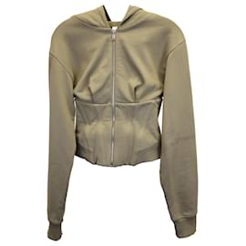 Autre Marque-Dion Lee Layered Corset Hoodie in Olive Organic Cotton-Green,Olive green
