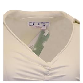 Off White-Vestido elástico con pliegues y aberturas asimétricas en viscosa color crema de Off-White-Blanco,Crudo