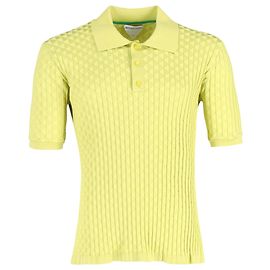 Camisa Polo Triângulo-Jacquard Bottega Veneta em Seda Amarela Outro Amarelo