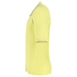 Bottega Veneta-Bottega Veneta Triangle-Jacquard Polo Shirt in Yellow Silk-Other