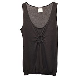 Canotta Chanel Camelia in cotone nero Nero