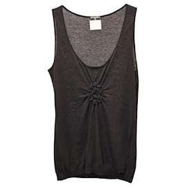 Chanel-Chanel Camellia Tank Top em Algodão Preto-Preto