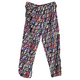 Fendi-Fendi Zucca FF Cropped Pants in Multicolor Viscose-Other,Python print