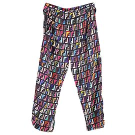 Fendi Zucca FF Cropped Pants in Multicolor Viscose Other Python print