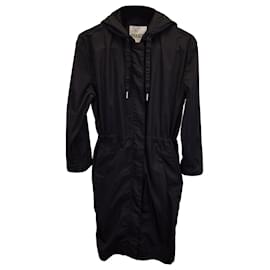 Kenzo-Kenzo Longline Hooded Raincoat in Black Polyester-Black