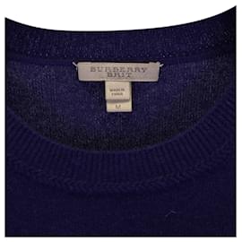 Burberry-Burberry Brit Crewneck Sweater in Blue Wool-Blue