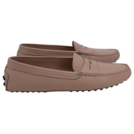 Tod's-Tod's Penny Slot Gommino Driving Loafers in Nude Leather-Brown,Flesh