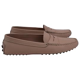 Tod's-Tod's Penny Slot Gommino Driving Loafers in Nude Leather-Brown,Flesh
