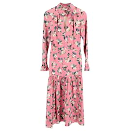 Vilshenko-Vestido midi floral de lana rosa de Vilshenko-Rosa