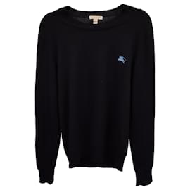 Burberry-Burberry Brit Crewneck Sweater in Dark Blue Wool-Blue