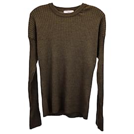 Ami Paris-Ami Paris Crewneck Knitted Sweater in Olive Wool-Green,Olive green