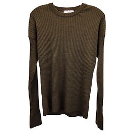 Ami Paris Rundhals-Strickpullover aus olivfarbener Wolle Grün Olivgrün