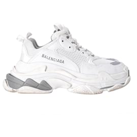 Balenciaga-Zapatillas Balenciaga Triple S Poliuretano Blanco-Blanco