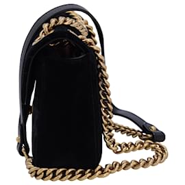 Gucci-Bolso Gucci Mini GG Marmont con Solapa en Terciopelo Negro-Negro