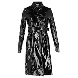 Paco Rabanne-Paco Rabanne Belted Vinyl Trench Coat in Black Synthetic-Black