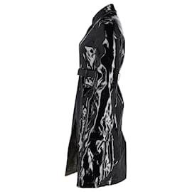 Paco Rabanne-Paco Rabanne Belted Vinyl Trench Coat in Black Synthetic-Black