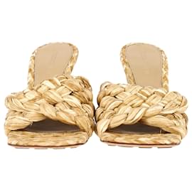 Bottega Veneta-Bottega Veneta Sandales mules Lido en raphia beige-Marron,Beige