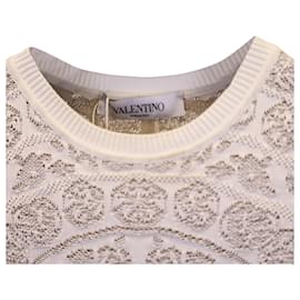 Valentino Garavani-Robe Plissée Valentino en Coton Blanc-Blanc