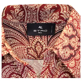Etro-Robe chemise mi-longue à imprimé cachemire Etro en viscose rouge-Rouge