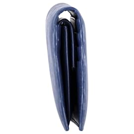 Prada-Portefeuille à deux volets Prada avec plaque logo en cuir Saffiano bleu-Bleu