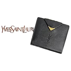 Yves Saint Laurent-Yves Saint Laurent Leather Clasp Bifold Wallet Leather Short Wallet in Good condition-Other
