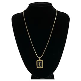 Yves Saint Laurent-Yves Saint Laurent Logo Square Pendant Necklace Metal Necklace in Excellent condition-Other