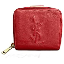 Yves Saint Laurent-Cartera compacta plegable con cremallera de cuero Yves Saint Laurent Cartera corta de cuero en buen estado-Otro